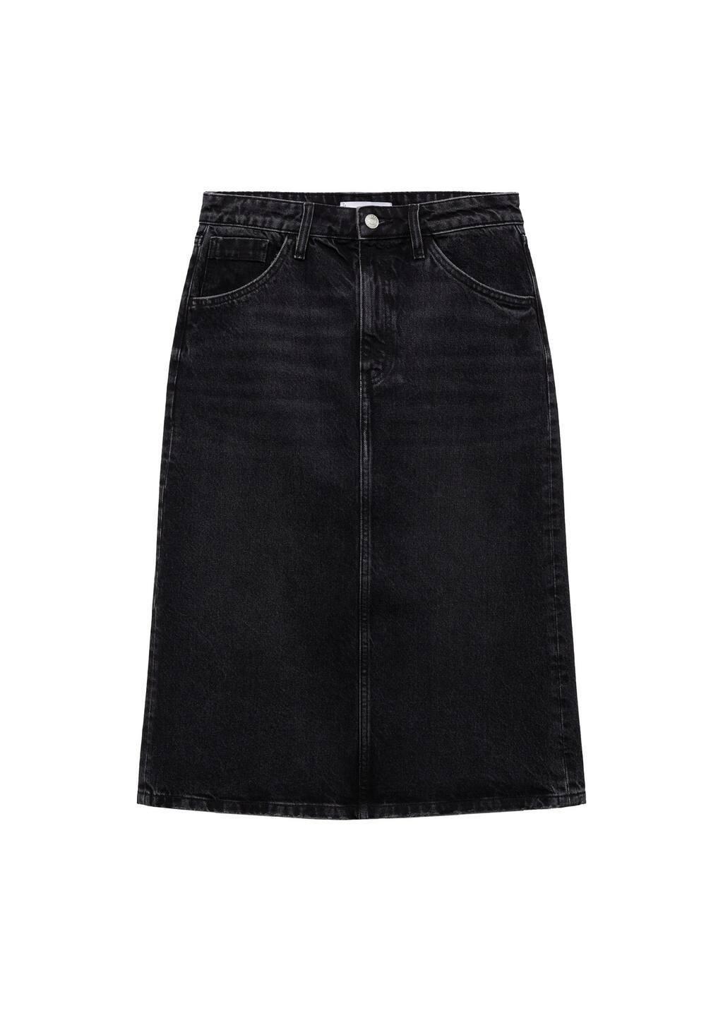 Grey Denim Midi-Skirt, Open Grey, large image number 2