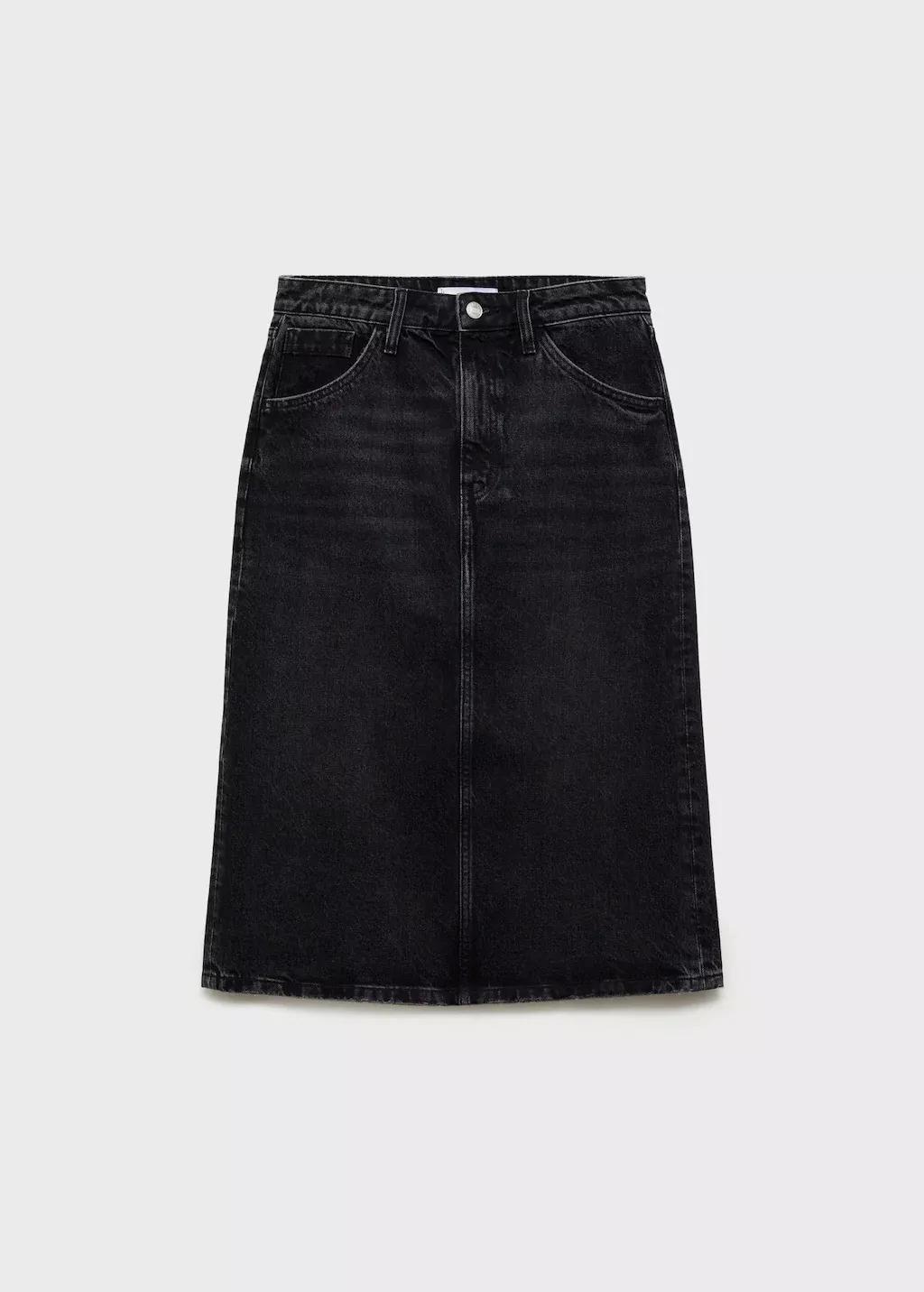 Grey Denim Midi-Skirt, Open Grey, large image number 4