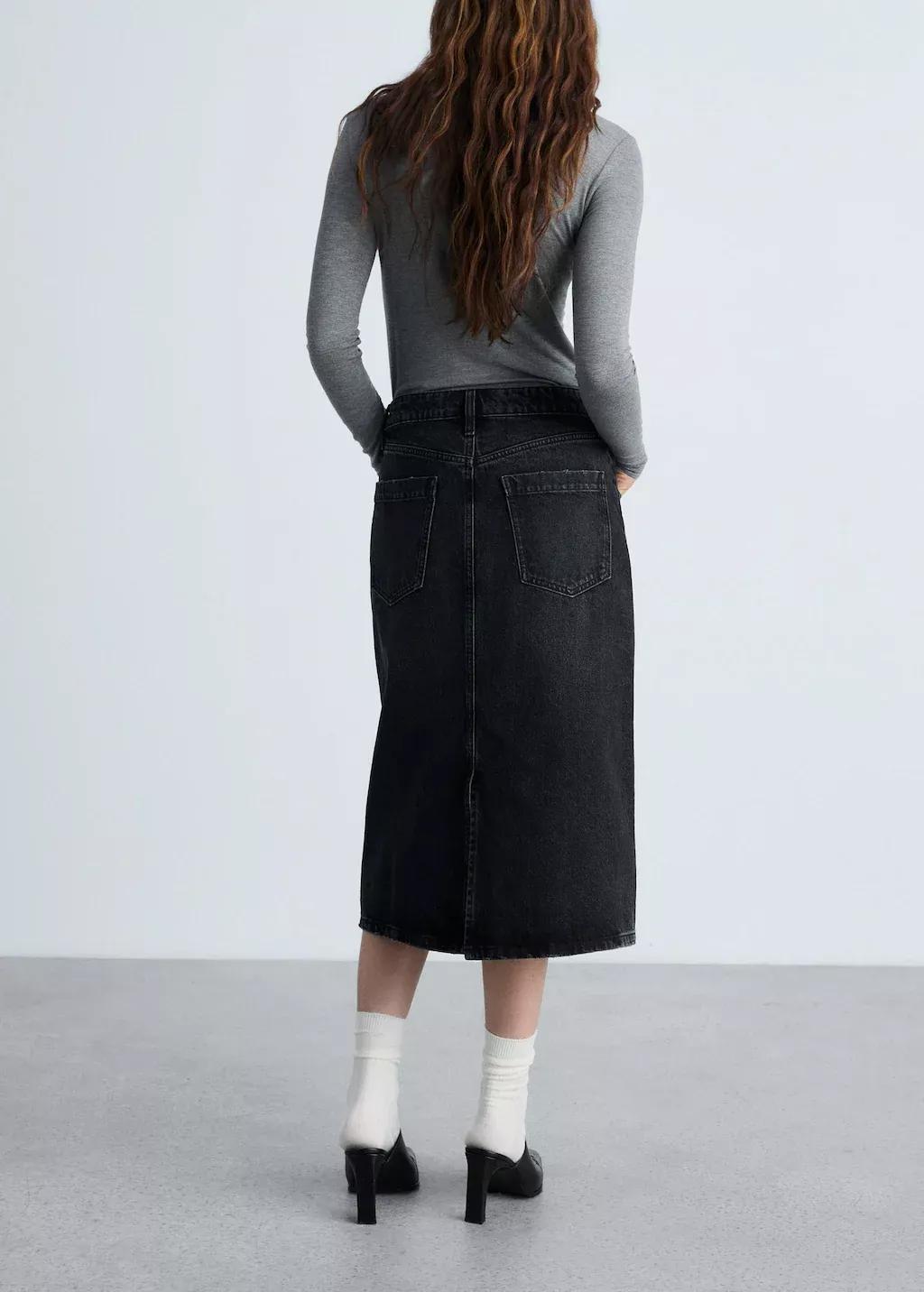 Grey Denim Midi-Skirt, Open Grey, large image number 5