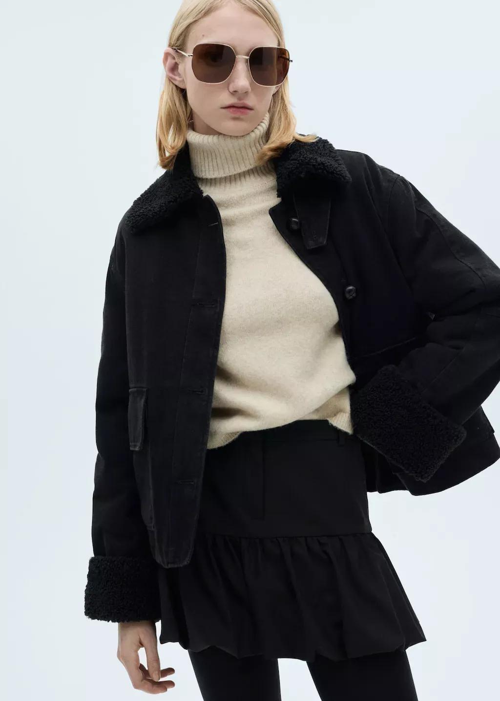 Grey Double-Face Shearling Jacket, , large image number 0