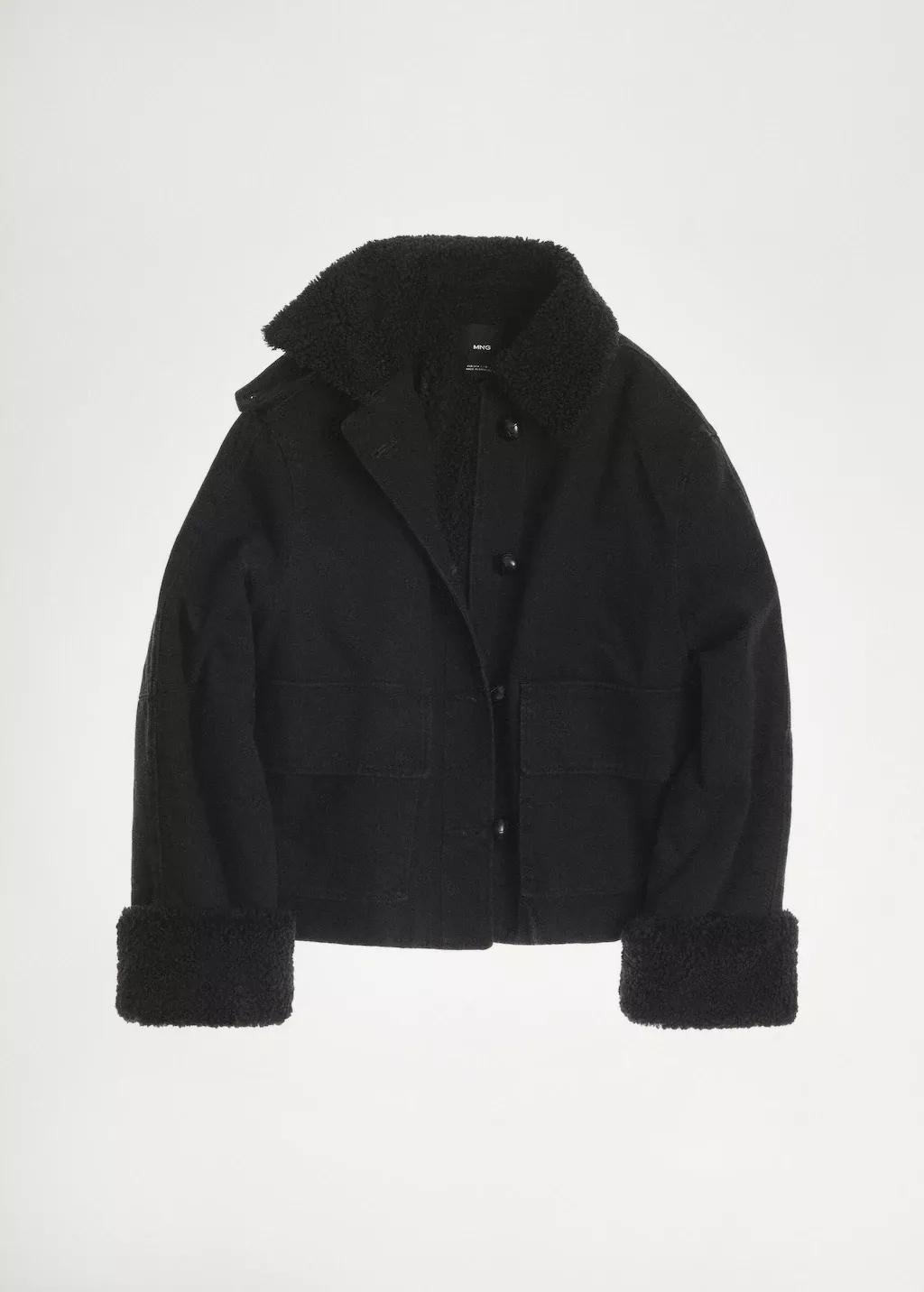 Grey Double-Face Shearling Jacket, , large image number 3