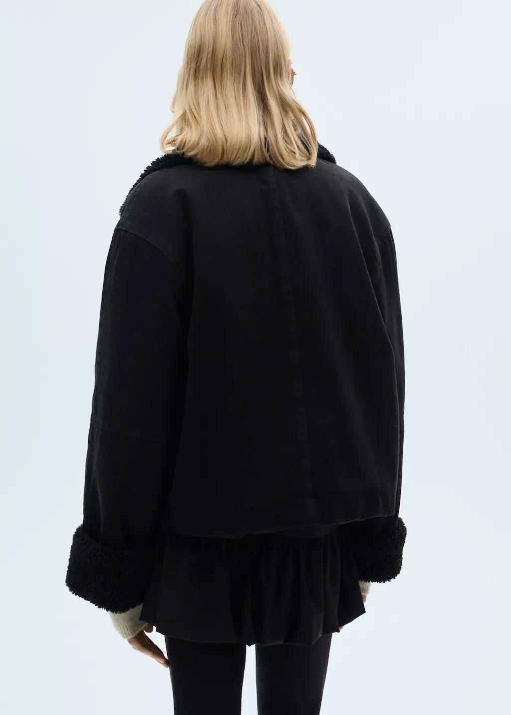 Grey Double-Face Shearling Jacket, , large image number 6