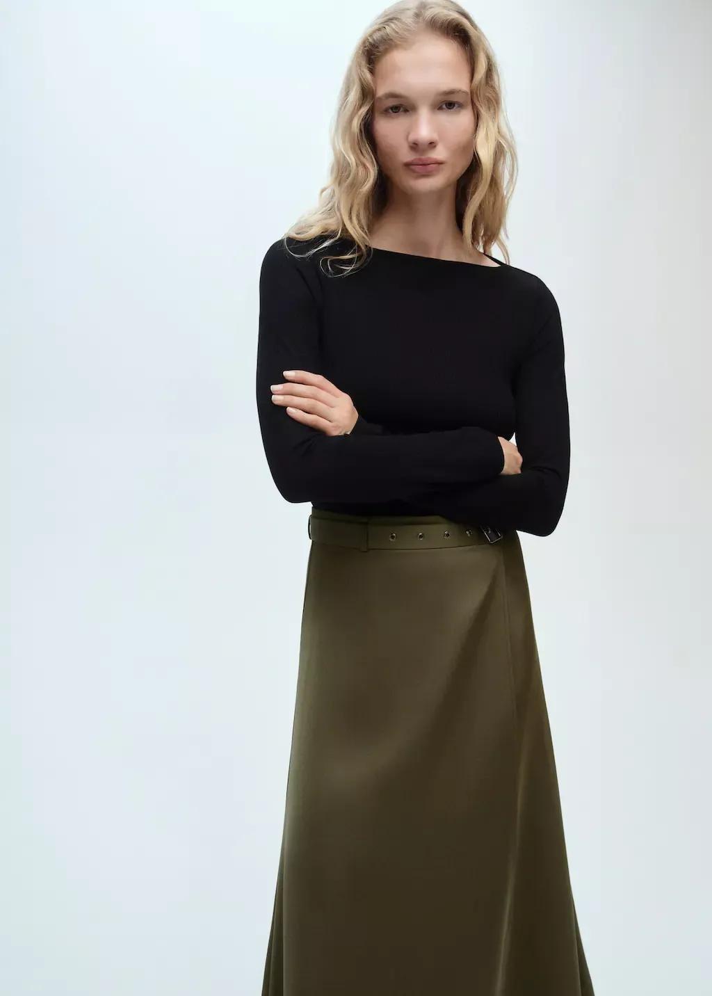 Khaki Combined Satin Effect Dress, , large image number 0