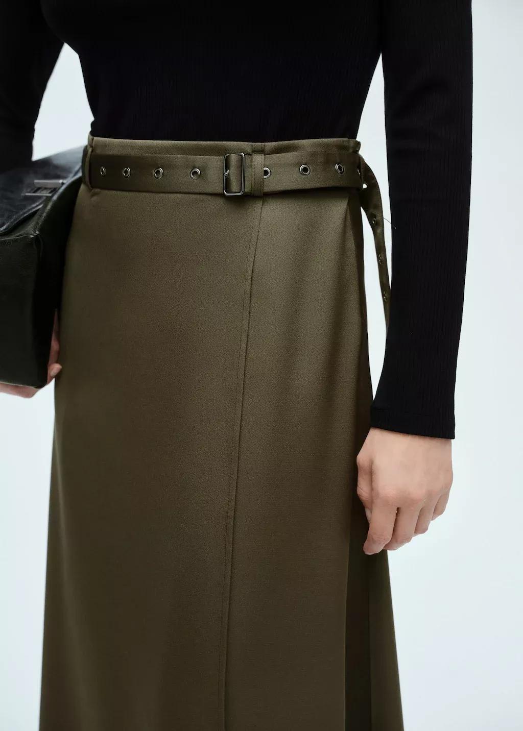 Khaki Combined Satin Effect Dress, , large image number 3