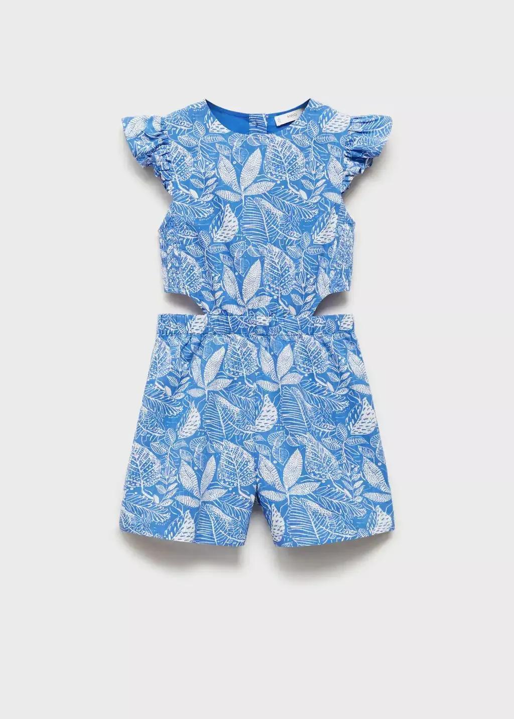 MEDIUM BLUE Printed jumpsuit with openings, Kids Girl, , medium