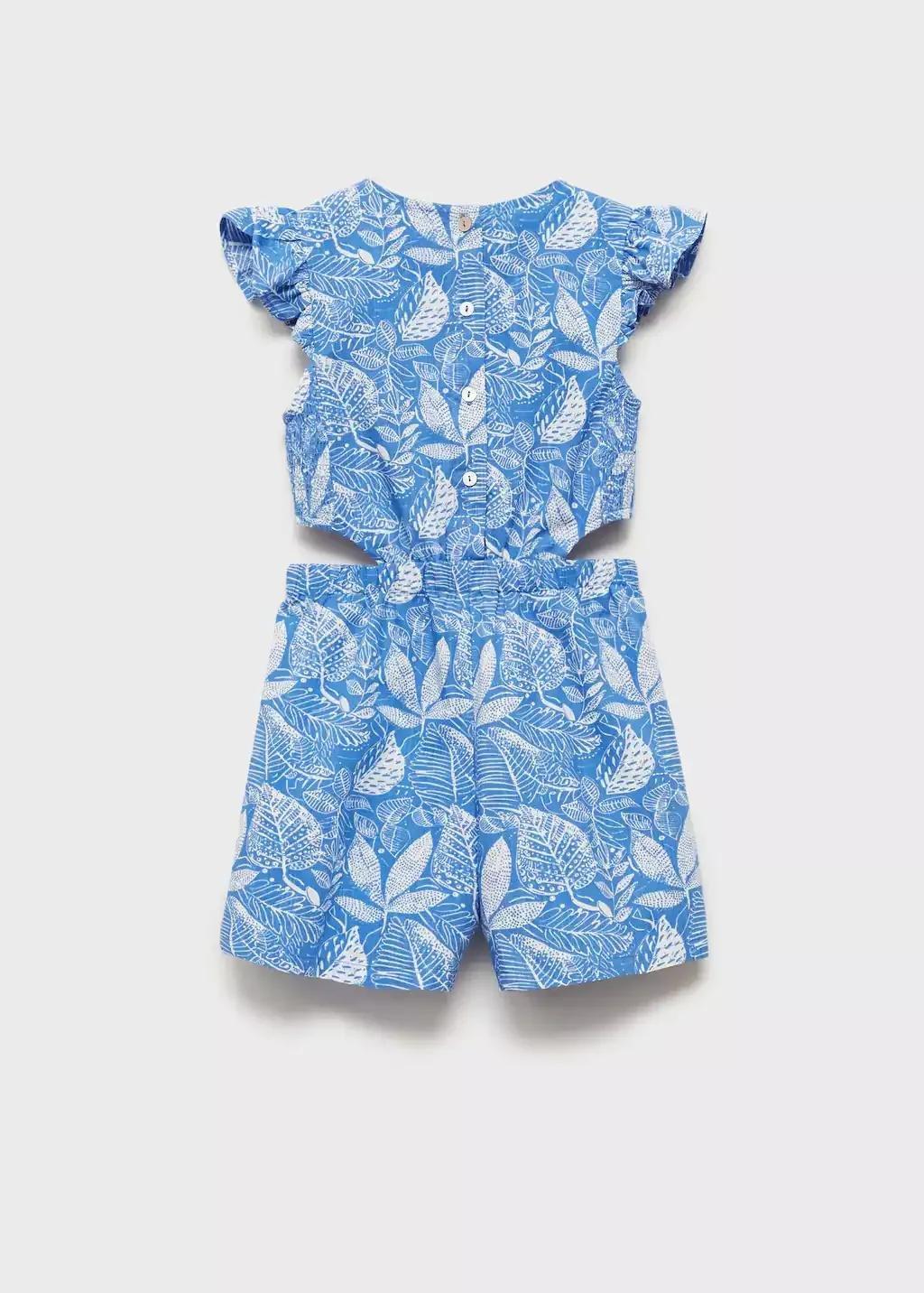 MEDIUM BLUE Printed jumpsuit with openings, Kids Girl, , large image number 1