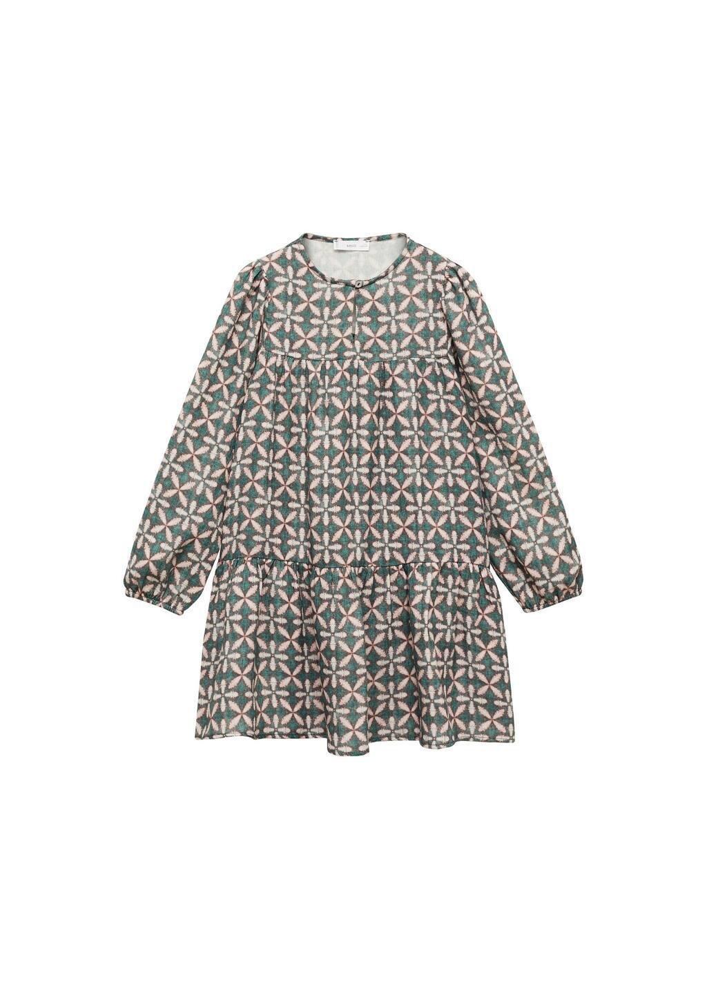 Green Ruffled Printed Dress, Kids Girl, , large image number 2