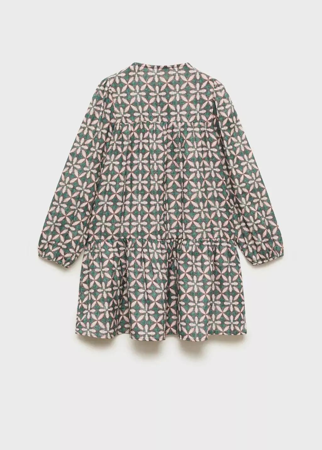 Green Ruffled Printed Dress, Kids Girl, , large image number 3