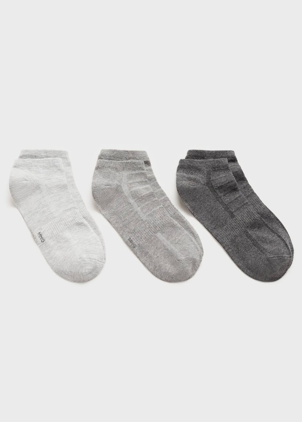 Grey Pack Of 3 Cotton Socks, , large image number 0