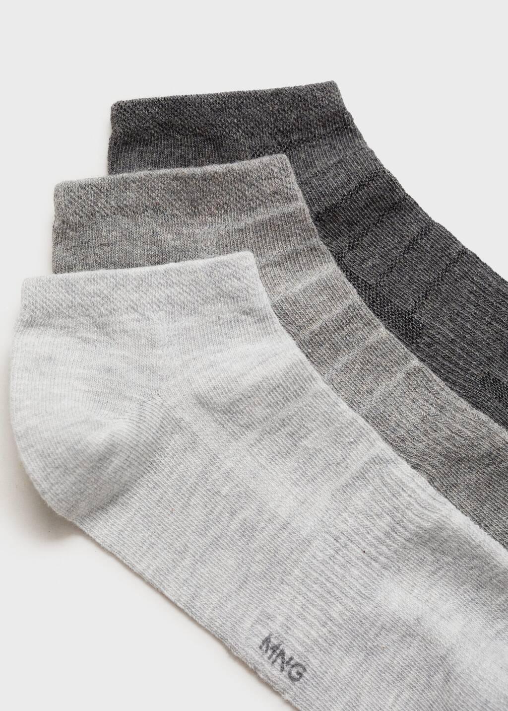 Grey Pack Of 3 Cotton Socks, , large image number 1
