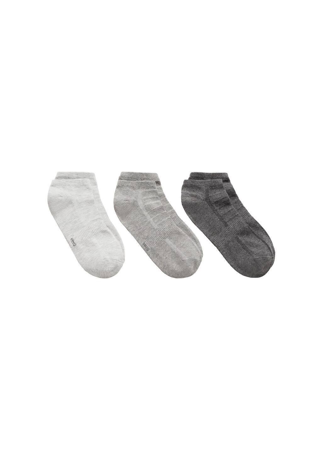 Grey Pack Of 3 Cotton Socks, , large image number 2