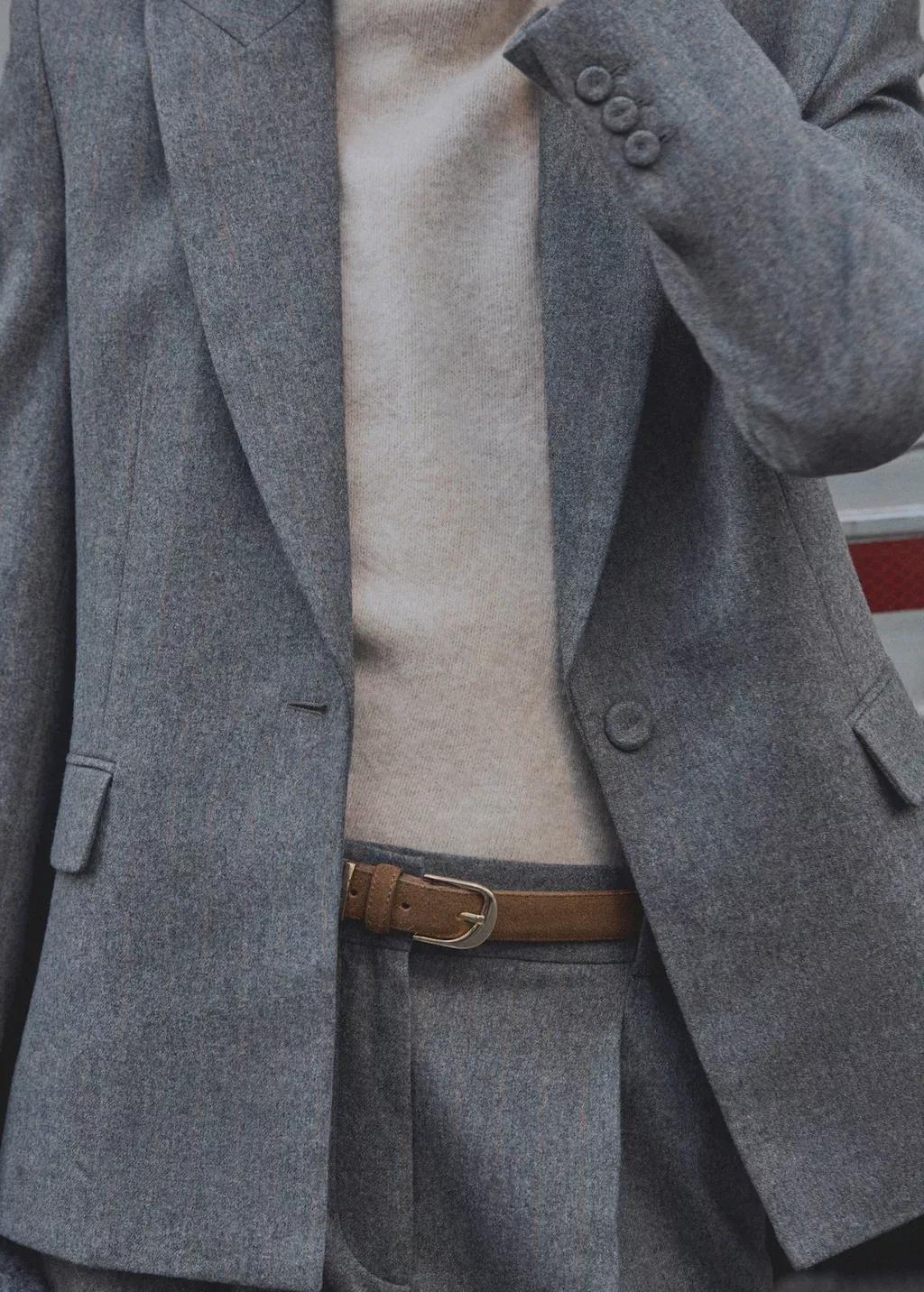 Grey Virgin Wool Suit Blazer, , large image number 0