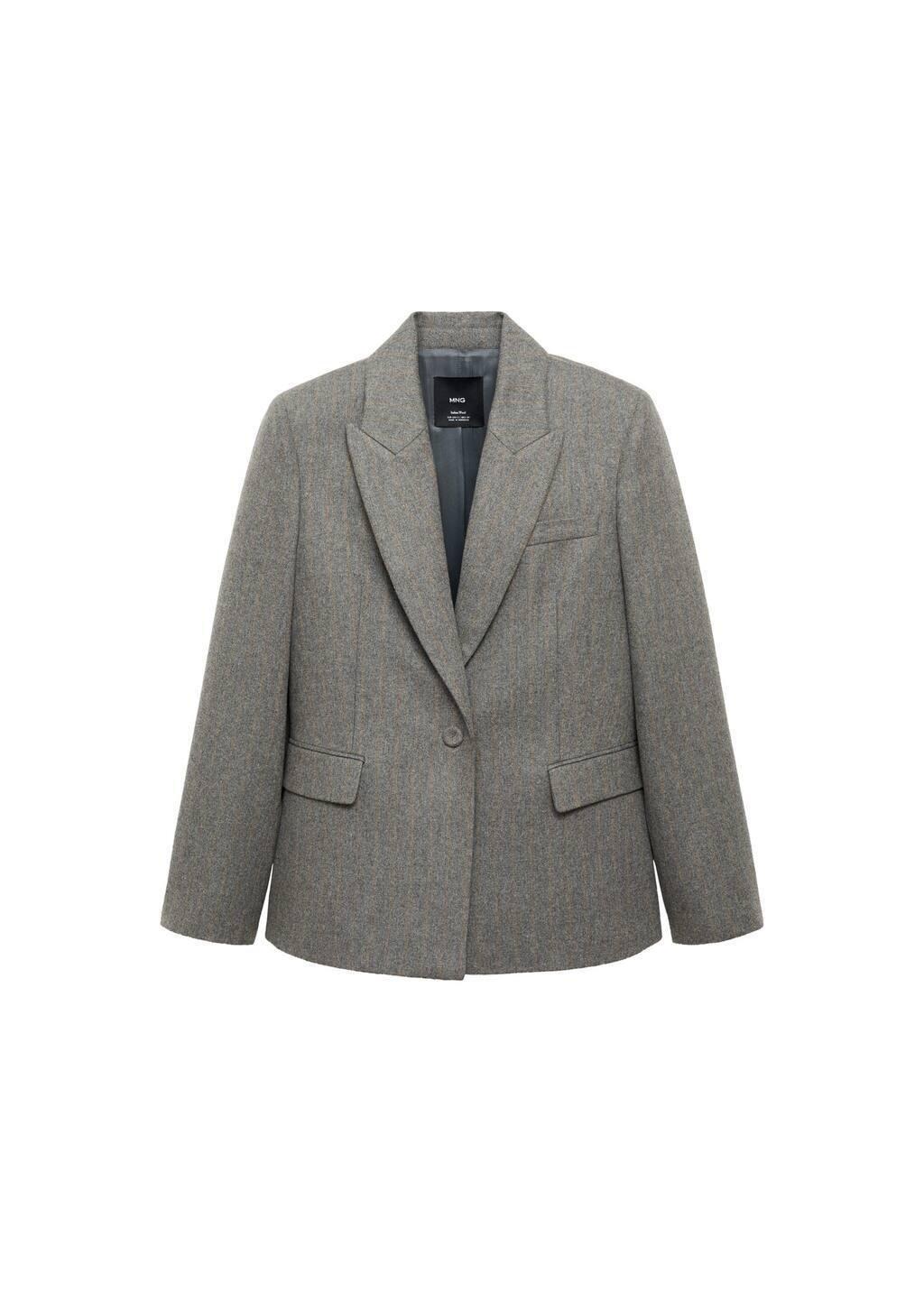 Grey Virgin Wool Suit Blazer, , large image number 2