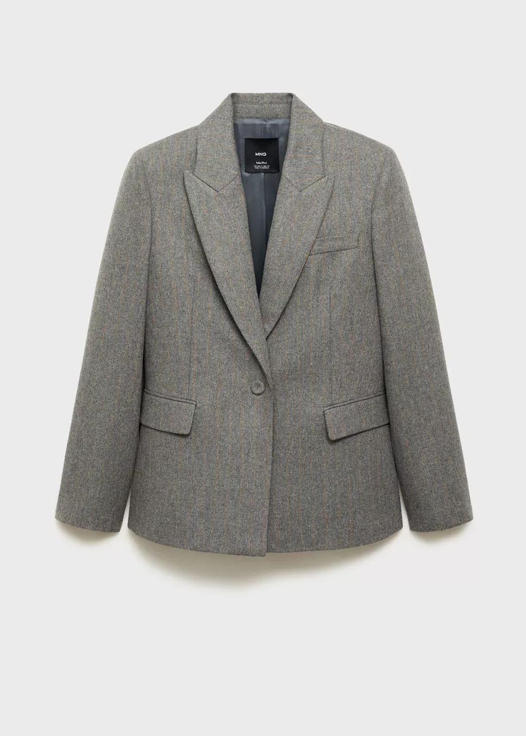 Grey Virgin Wool Suit Blazer, , large image number 4