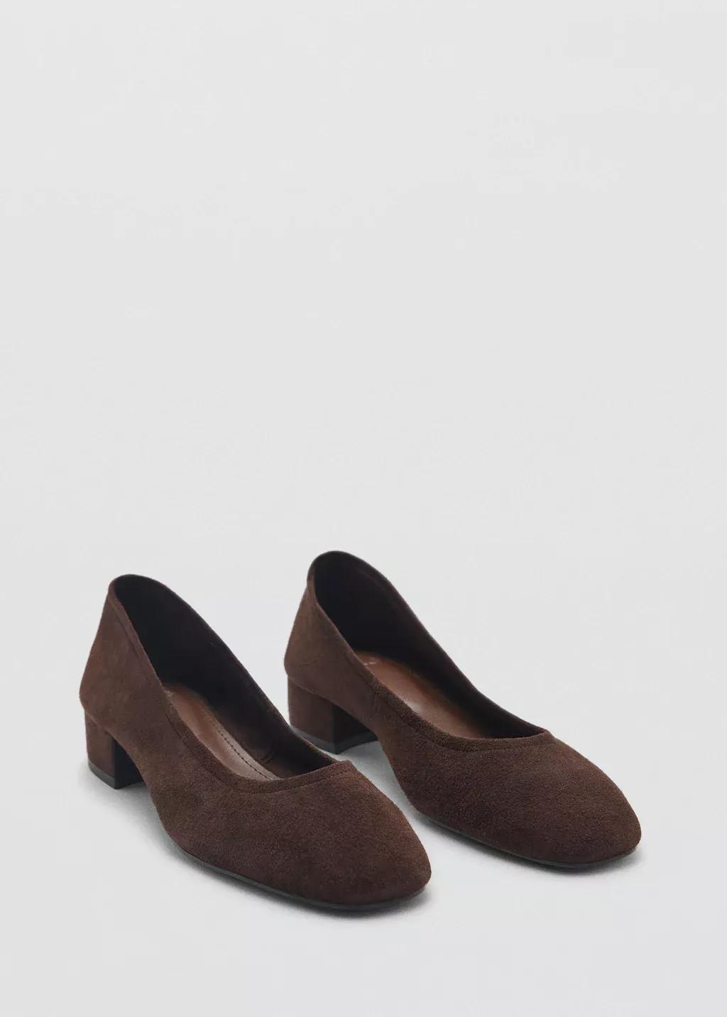 Brown 100% Suede Leather Heeled Shoe, , large image number 0
