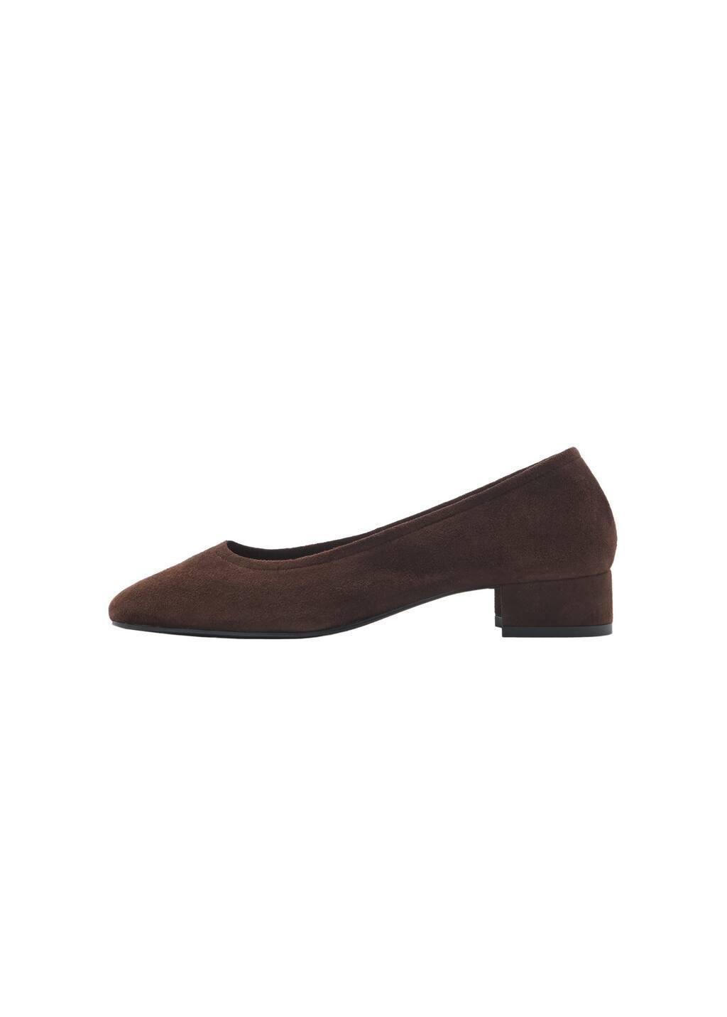Brown 100% Suede Leather Heeled Shoe, , large image number 2
