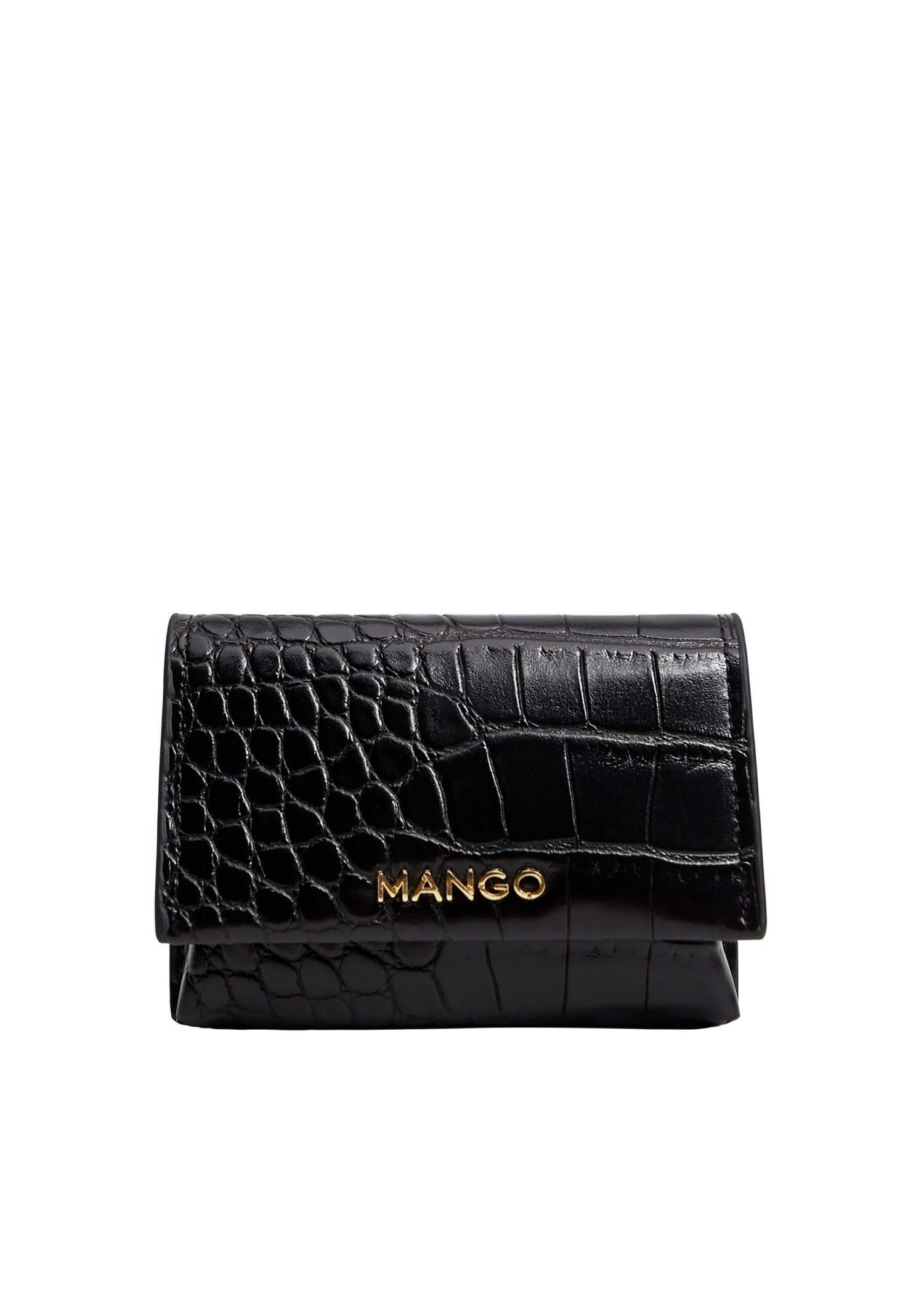 Black Mini Croc-Effect Purse, Women, , large image number 0