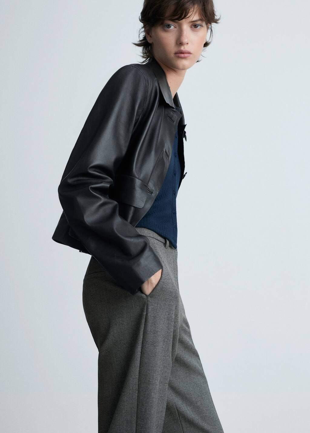 Grey Straight Mid-Rise Trousers, Grey, large image number 1