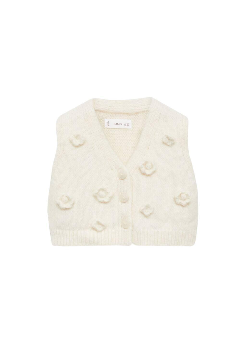 Beige Knitted Gilet, Baby Girl, , large image number 2