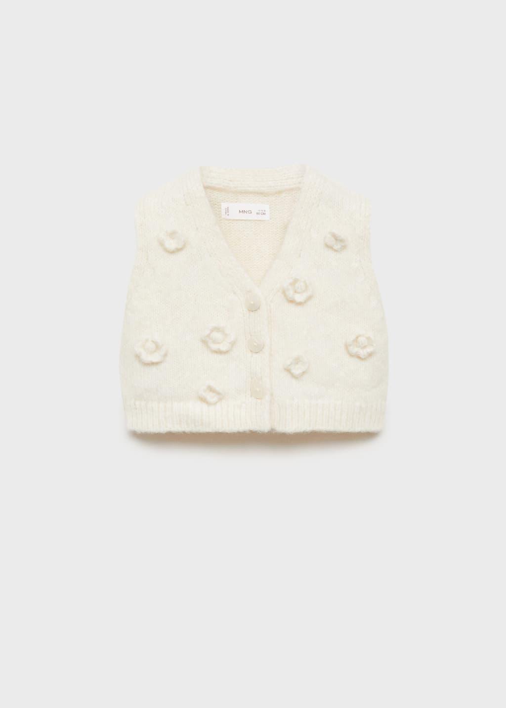 Beige Knitted Gilet, Baby Girl, , large image number 4
