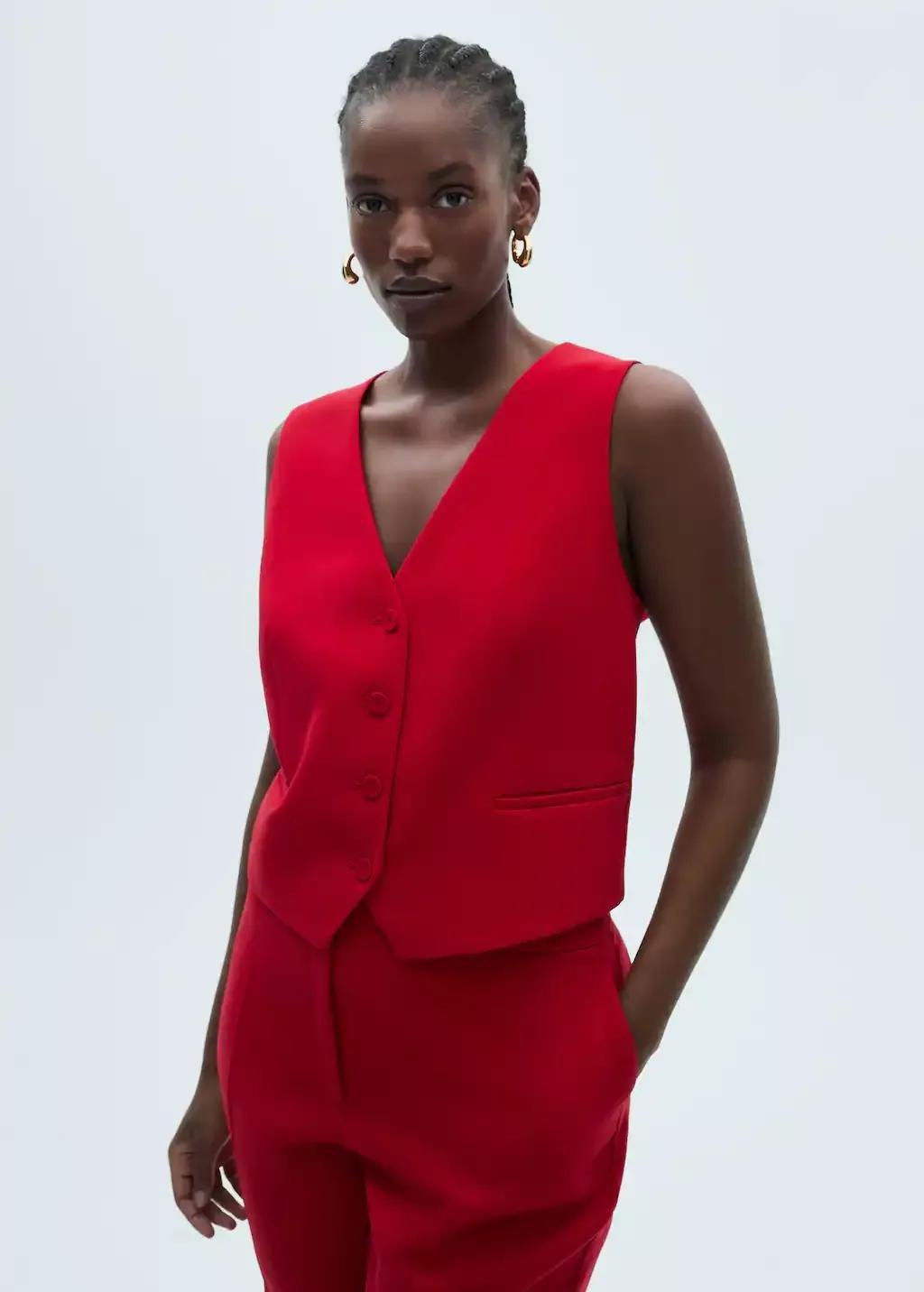 Red Wideleg Suit Trousers, , large image number 6