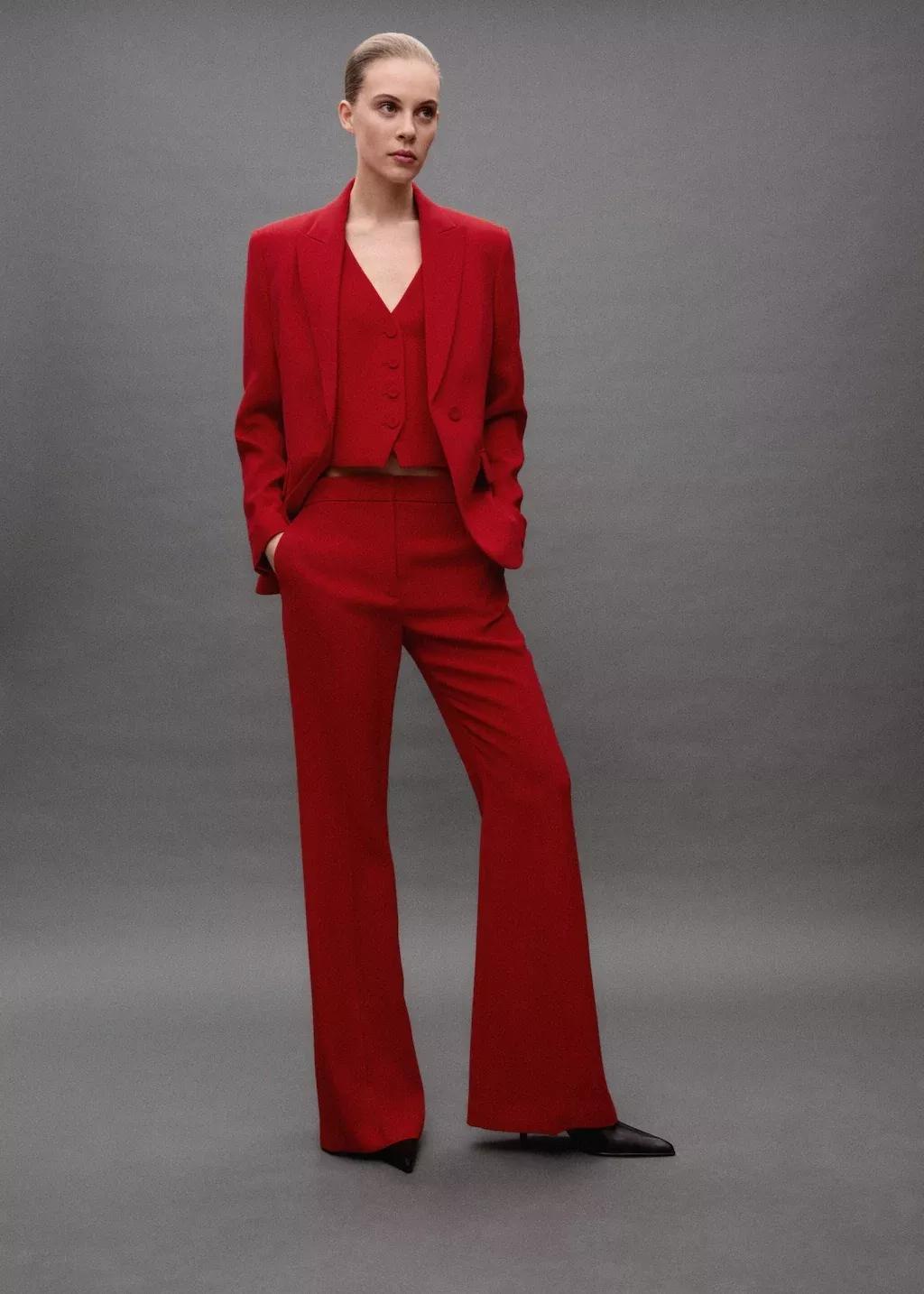 Red Wideleg Suit Trousers, , large image number 7