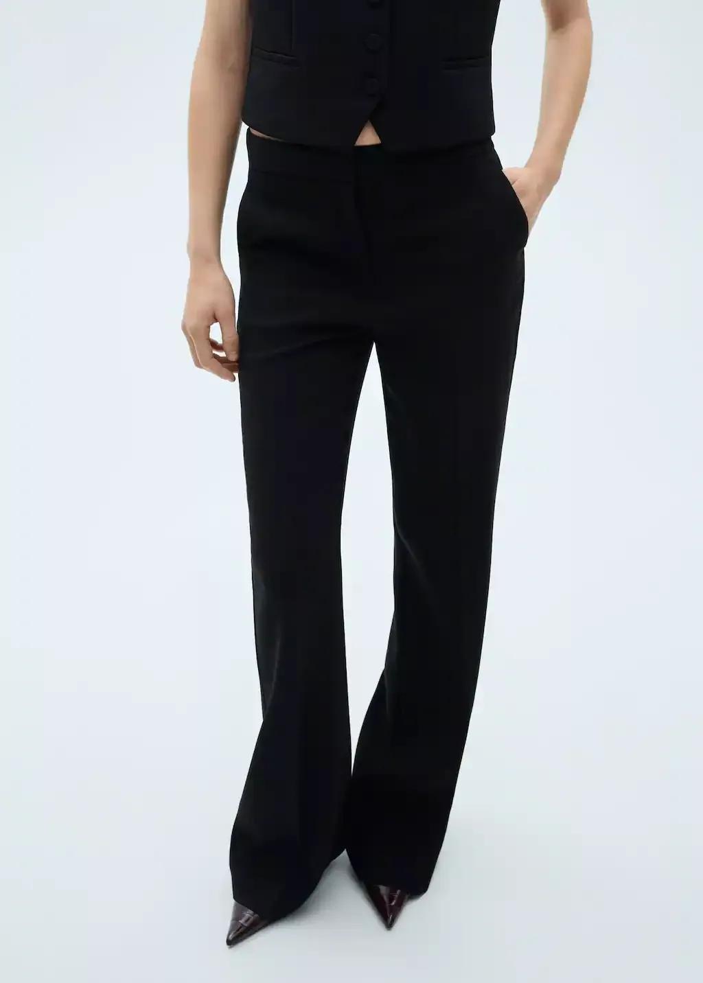 Black Wide leg Suit Trousers, , large image number 0