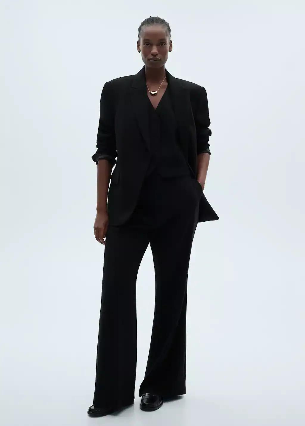 Black Wide leg Suit Trousers, , large image number 3