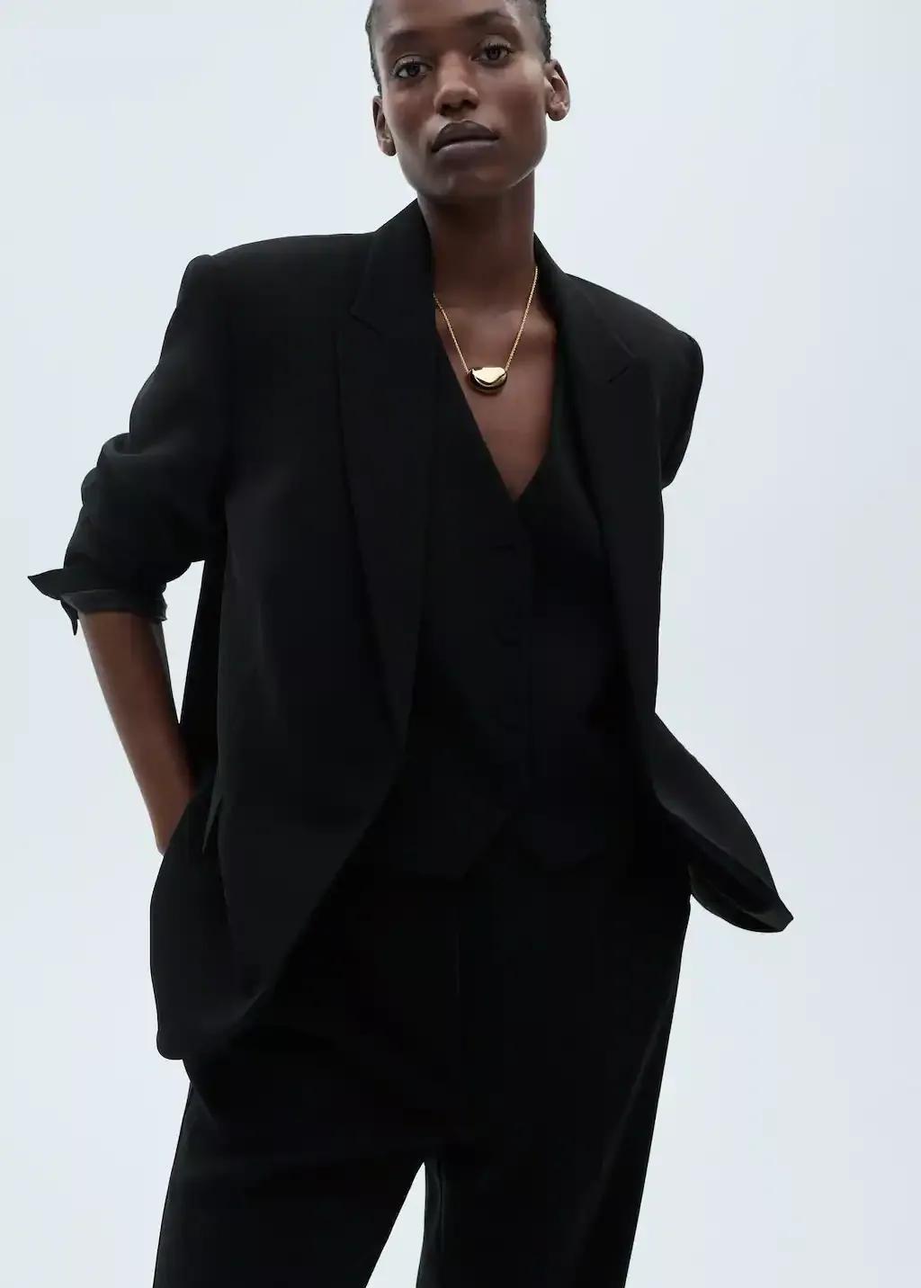 Black Wide leg Suit Trousers, , large image number 5
