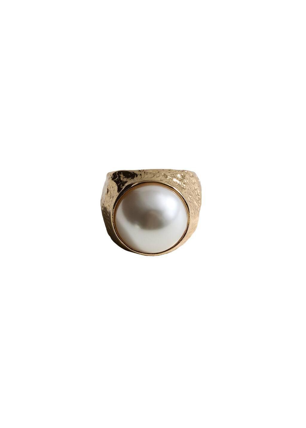 Gold Pearl Textured Ring, , large image number 2