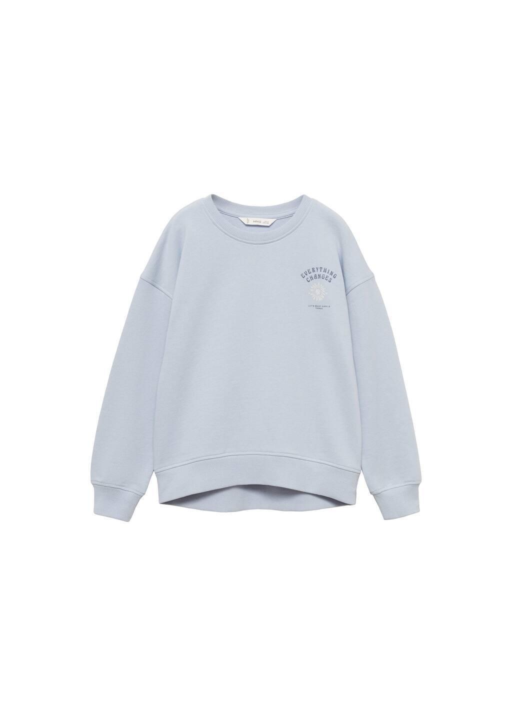 Blue Lt Pastel Printed Message Sweatshirt, Kids Girl, , large image number 2