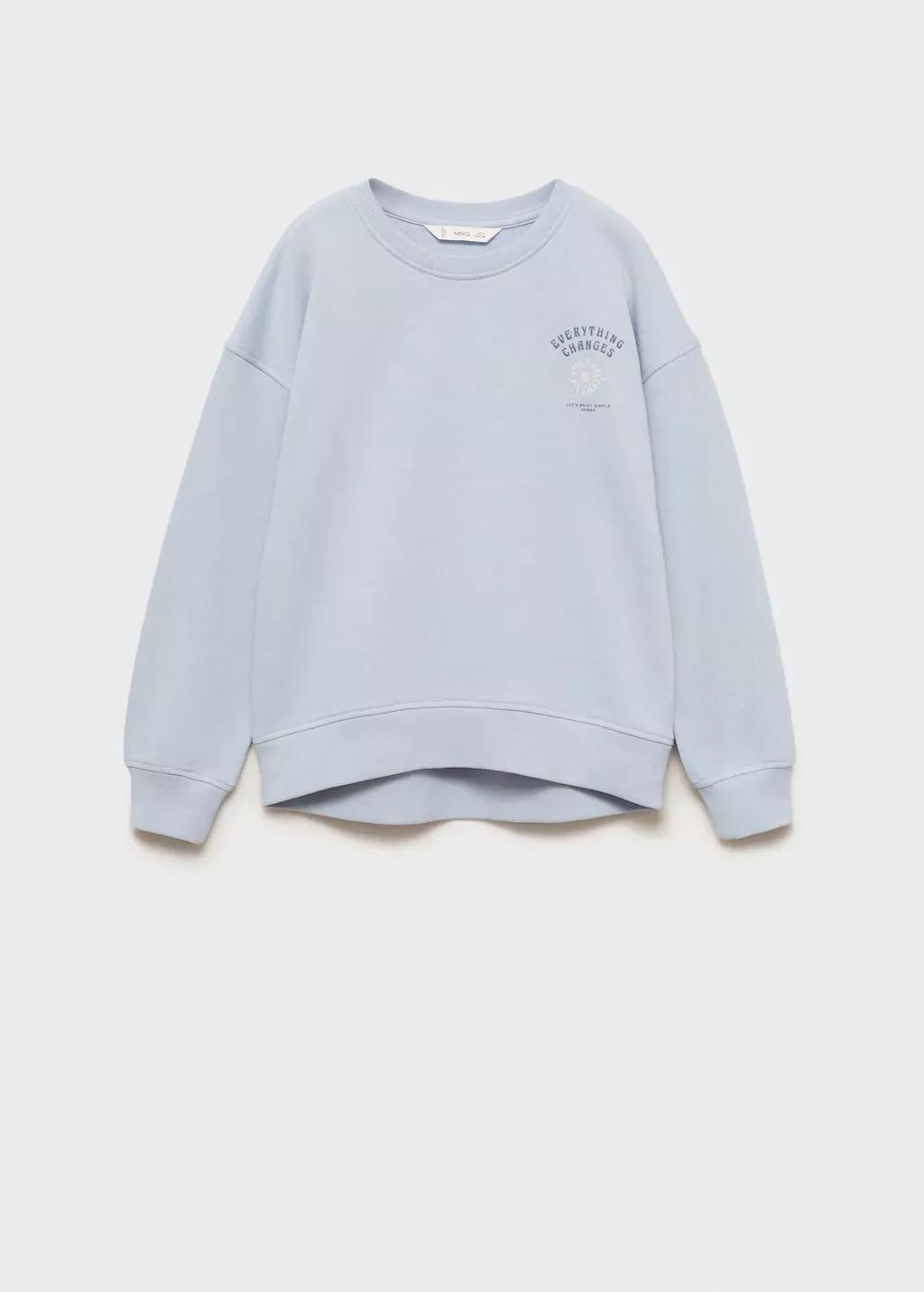 Blue Lt Pastel Printed Message Sweatshirt, Kids Girl, , large image number 4
