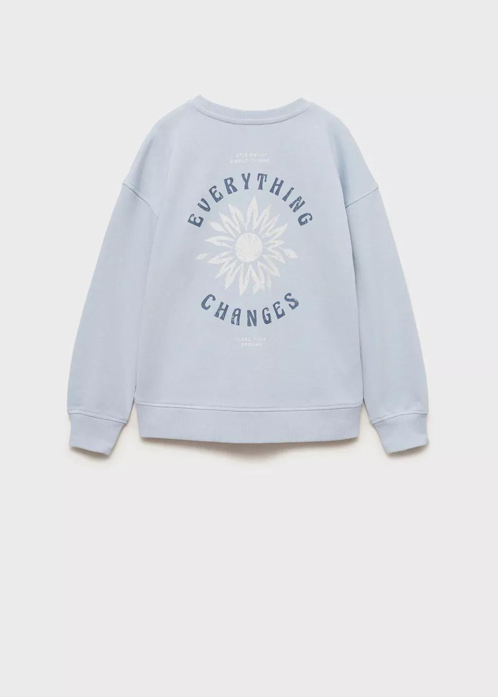 Blue Lt Pastel Printed Message Sweatshirt, Kids Girl, , large image number 5