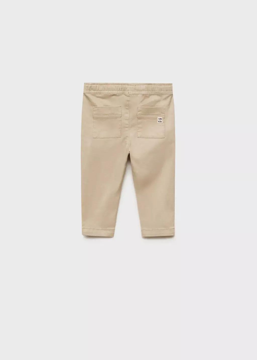 Brown Lt Pastel Cotton Jogger-Style Trousers, Baby Boy, , large image number 2