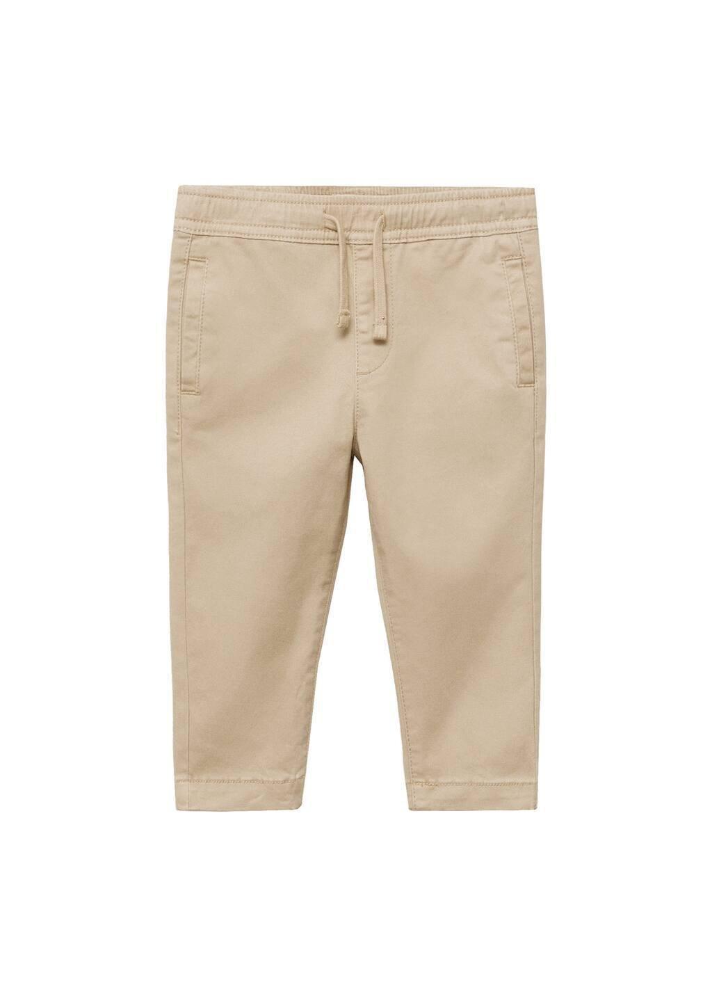 Brown Lt Pastel Cotton Jogger-Style Trousers, Baby Boy, , large image number 4