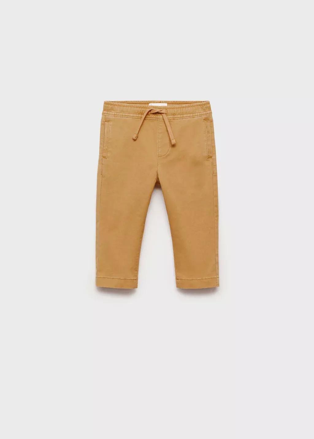 Yellow Cotton Jogger-Style Trousers, Baby Boy, , large image number 0