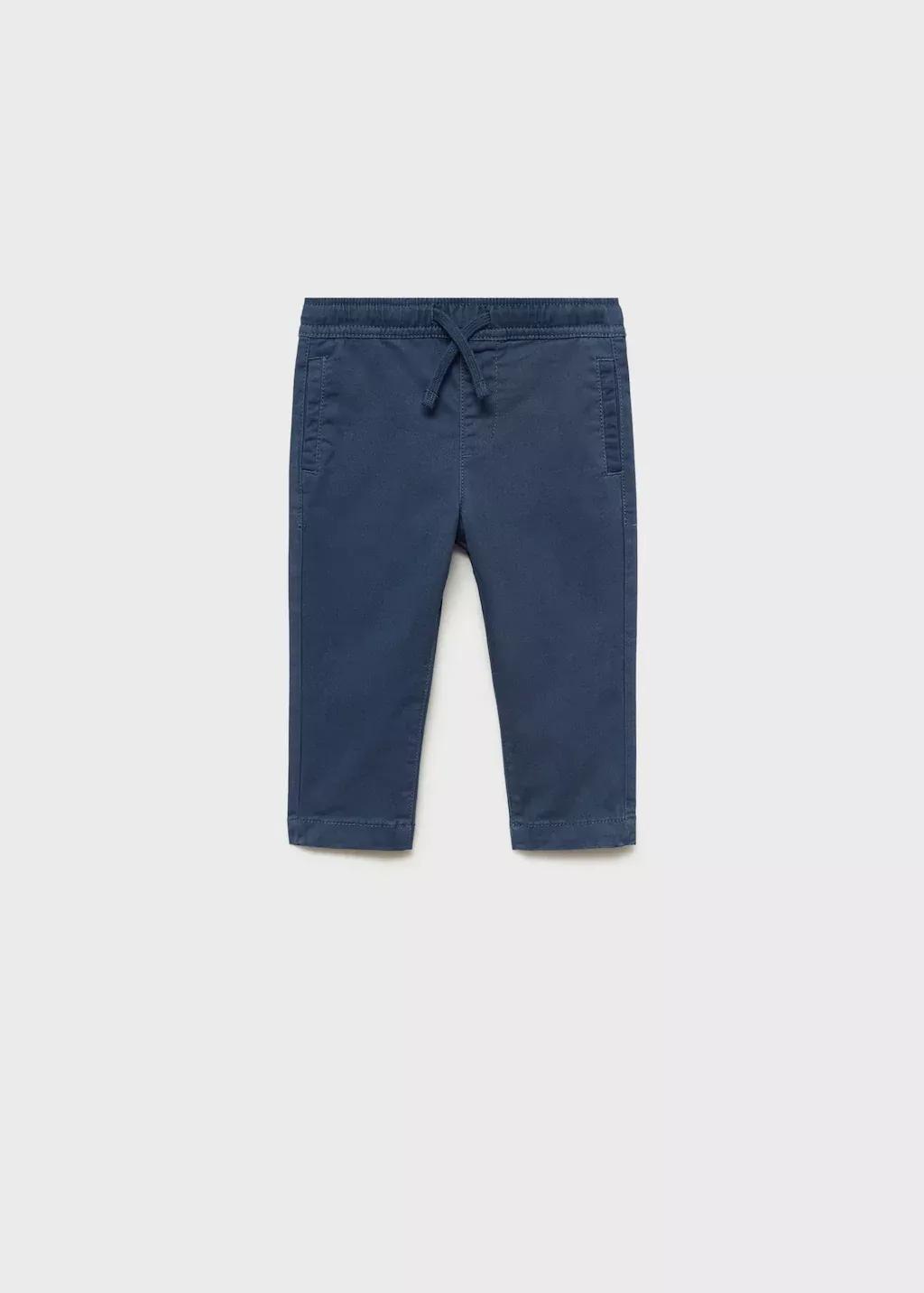Blue Cotton Jogger-Style Trousers, Baby Boy, , large image number 0
