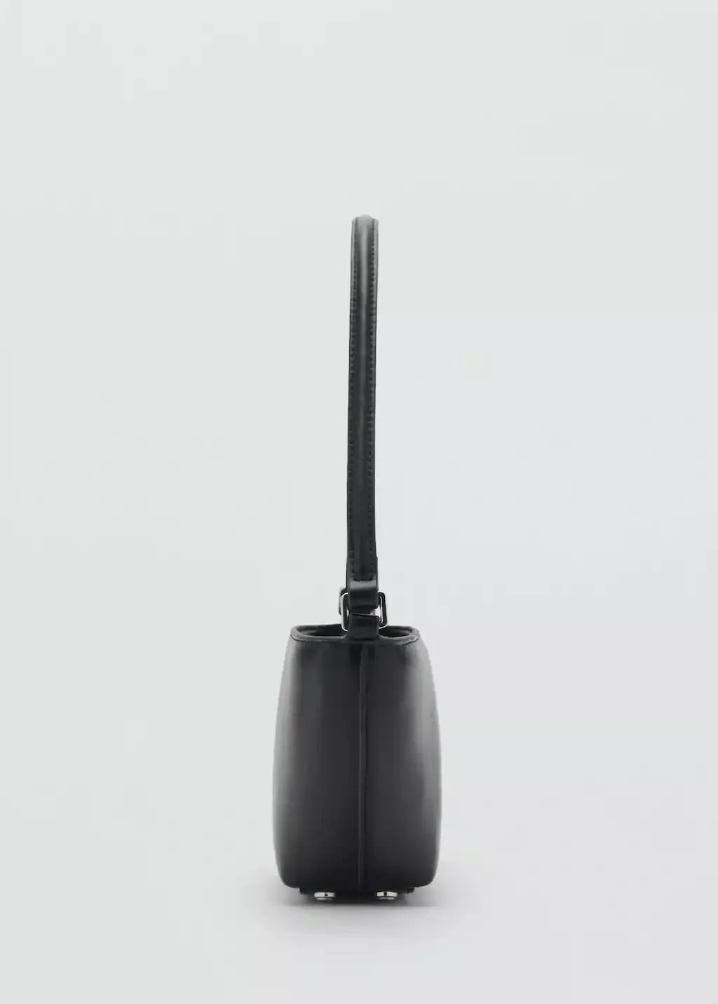 Black Oval Shoulder Bag, Black, large image number 1