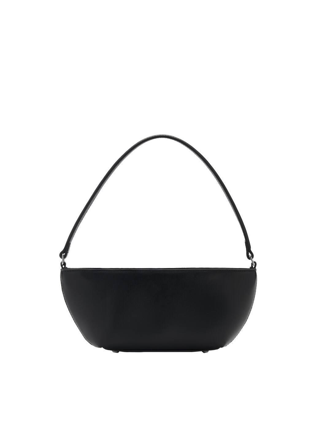Black Oval Shoulder Bag, Black, large image number 2