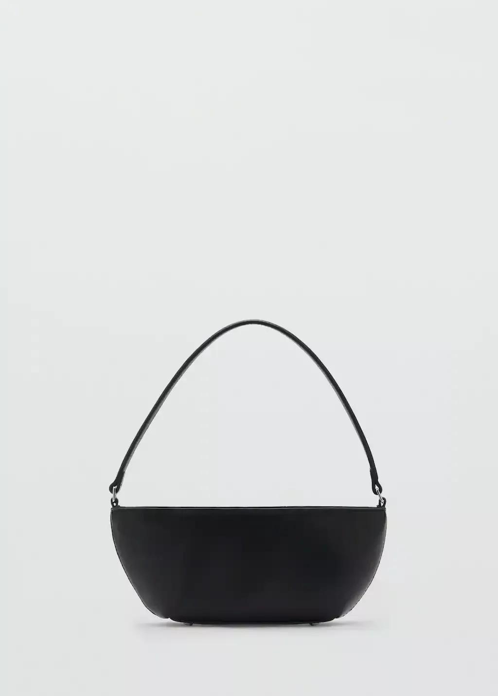 Black Oval Shoulder Bag, Black, large image number 4