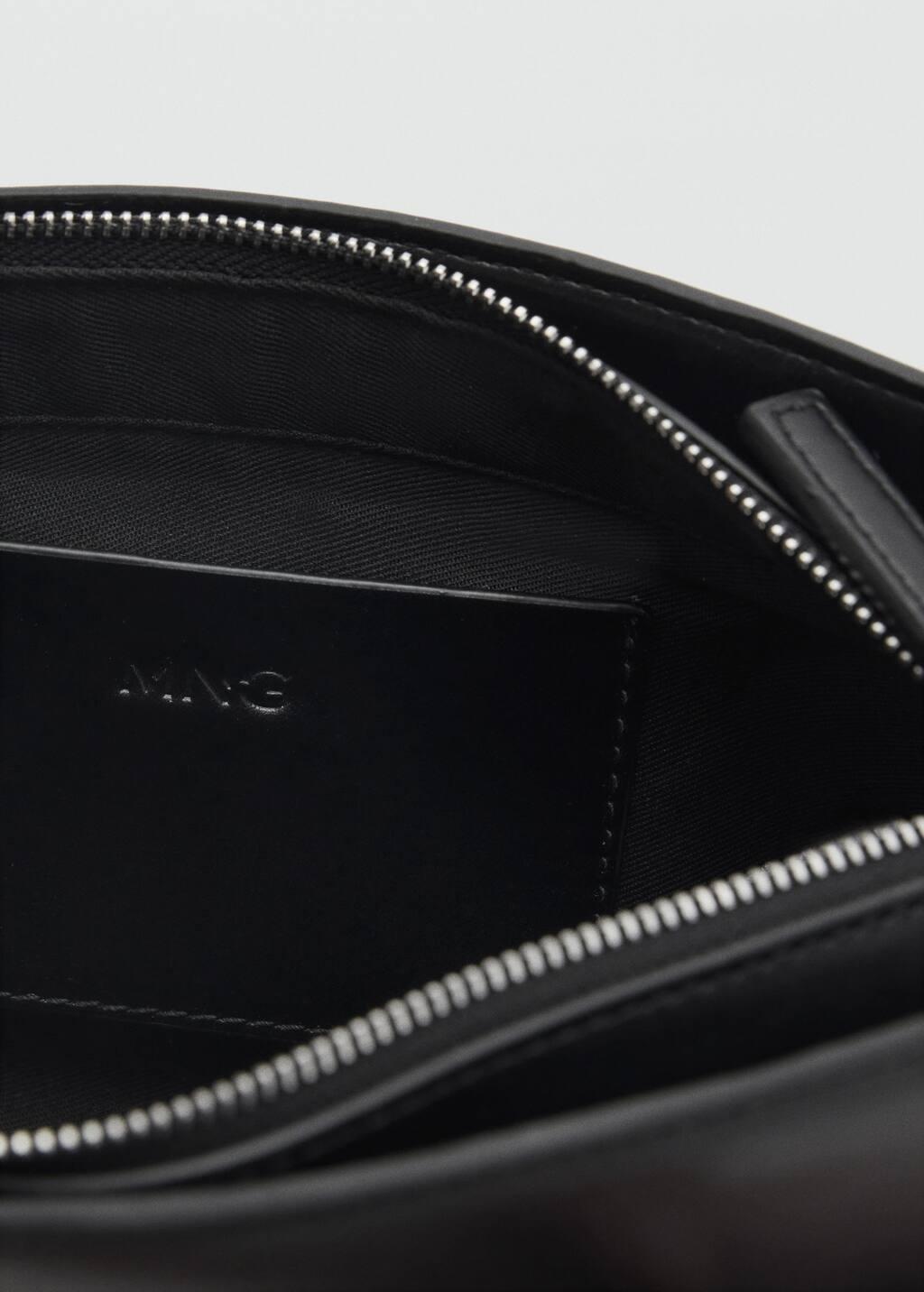 Black Oval Shoulder Bag, Black, large image number 5