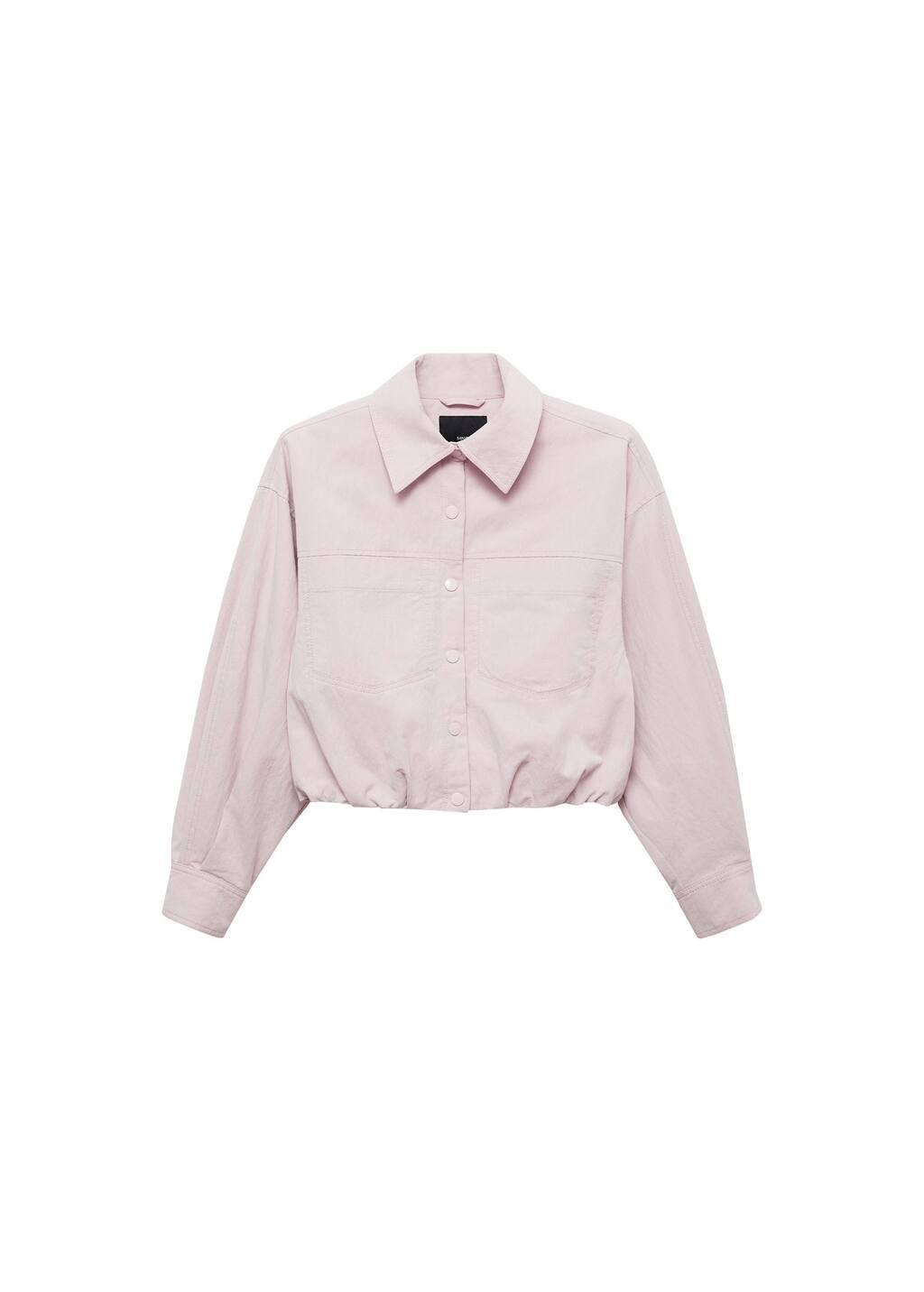 Purple Lt-Pastel Gathered Denim Jacket, , large image number 2