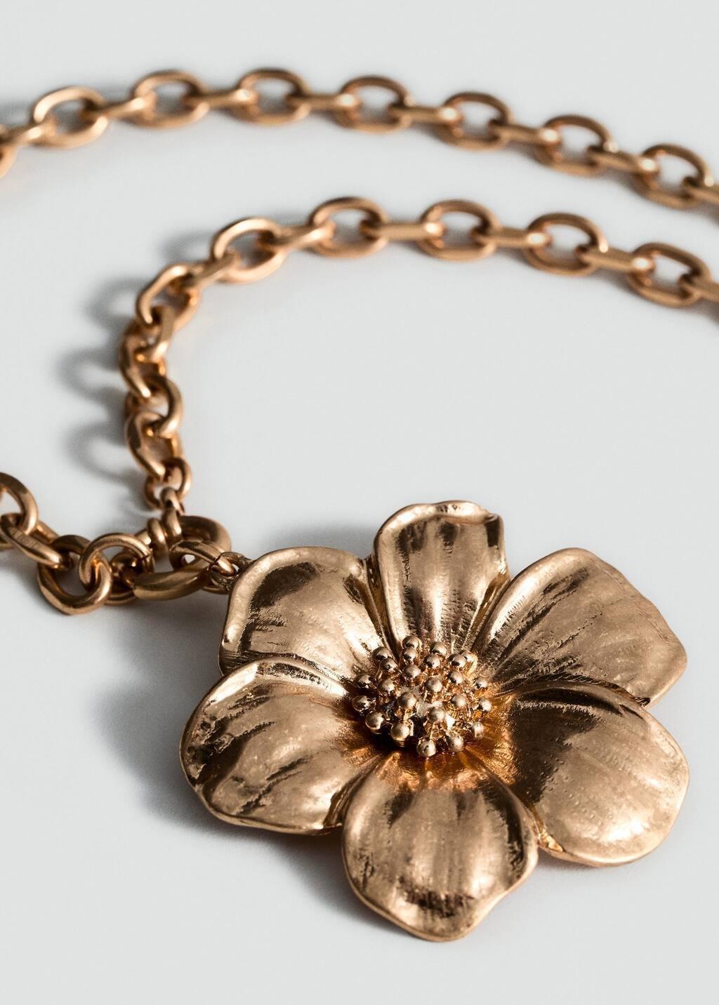Gold Floral Pendant Necklace, Gold, large image number 0