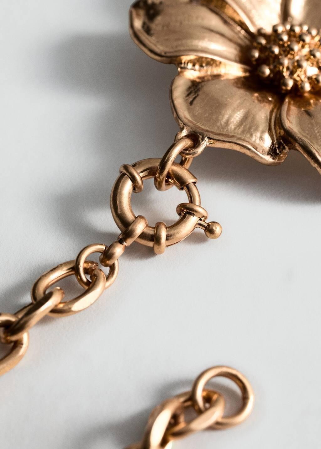 Gold Floral Pendant Necklace, Gold, large image number 1