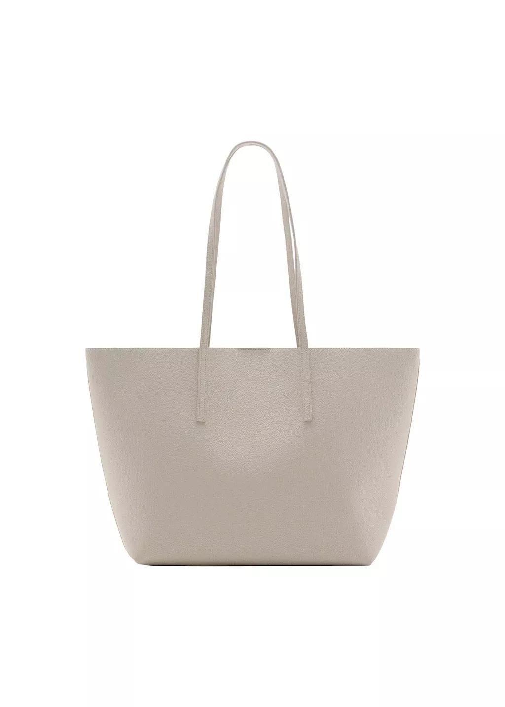 Beige Plain Handmade Shopper, Light Beige, large image number 3