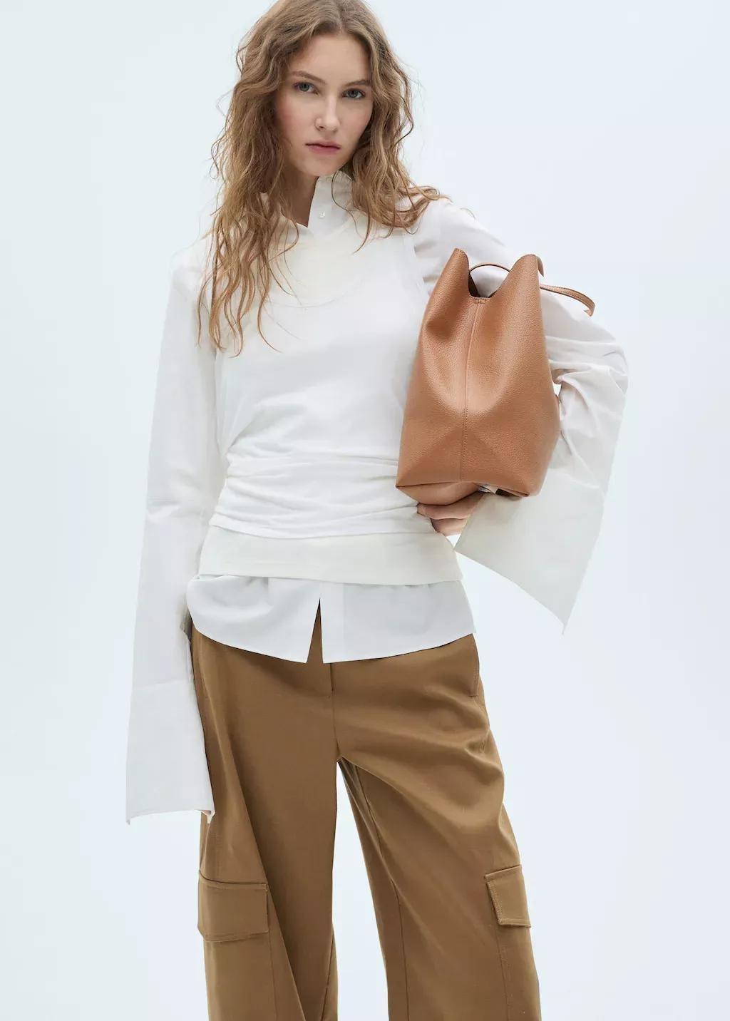 Brown Handmade Shopper Bag, Medium Brown, large image number 5