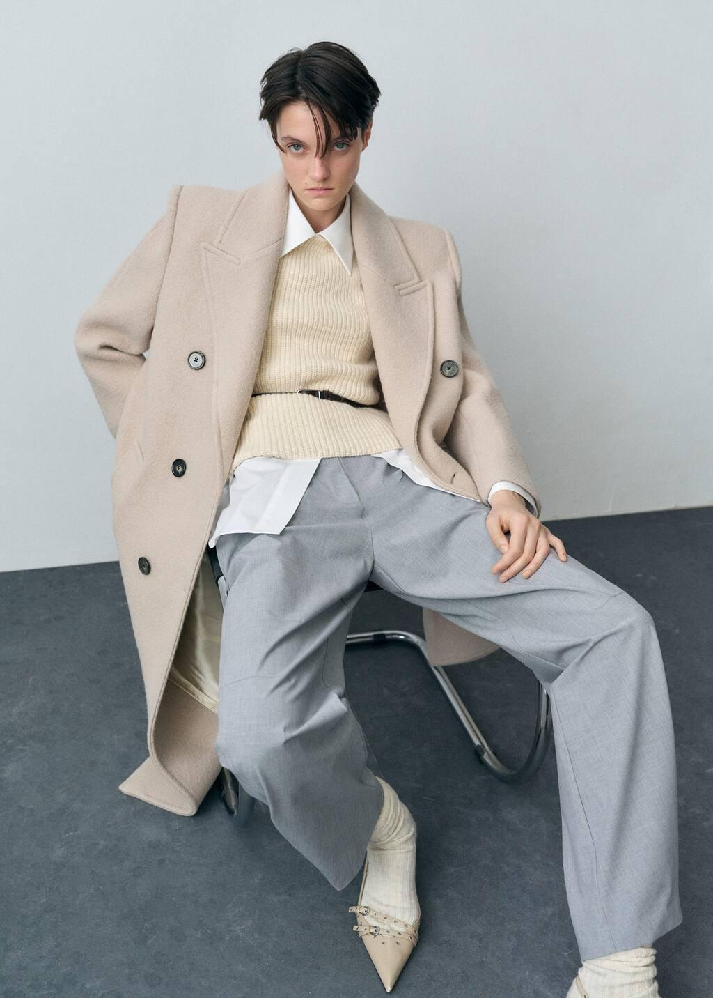 Grey Lt Pastel Structured Virgin Wool Coat, , large image number 0