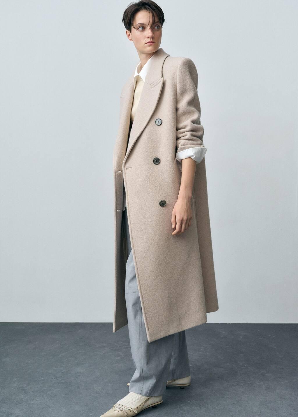 Grey Lt Pastel Structured Virgin Wool Coat, , large image number 1