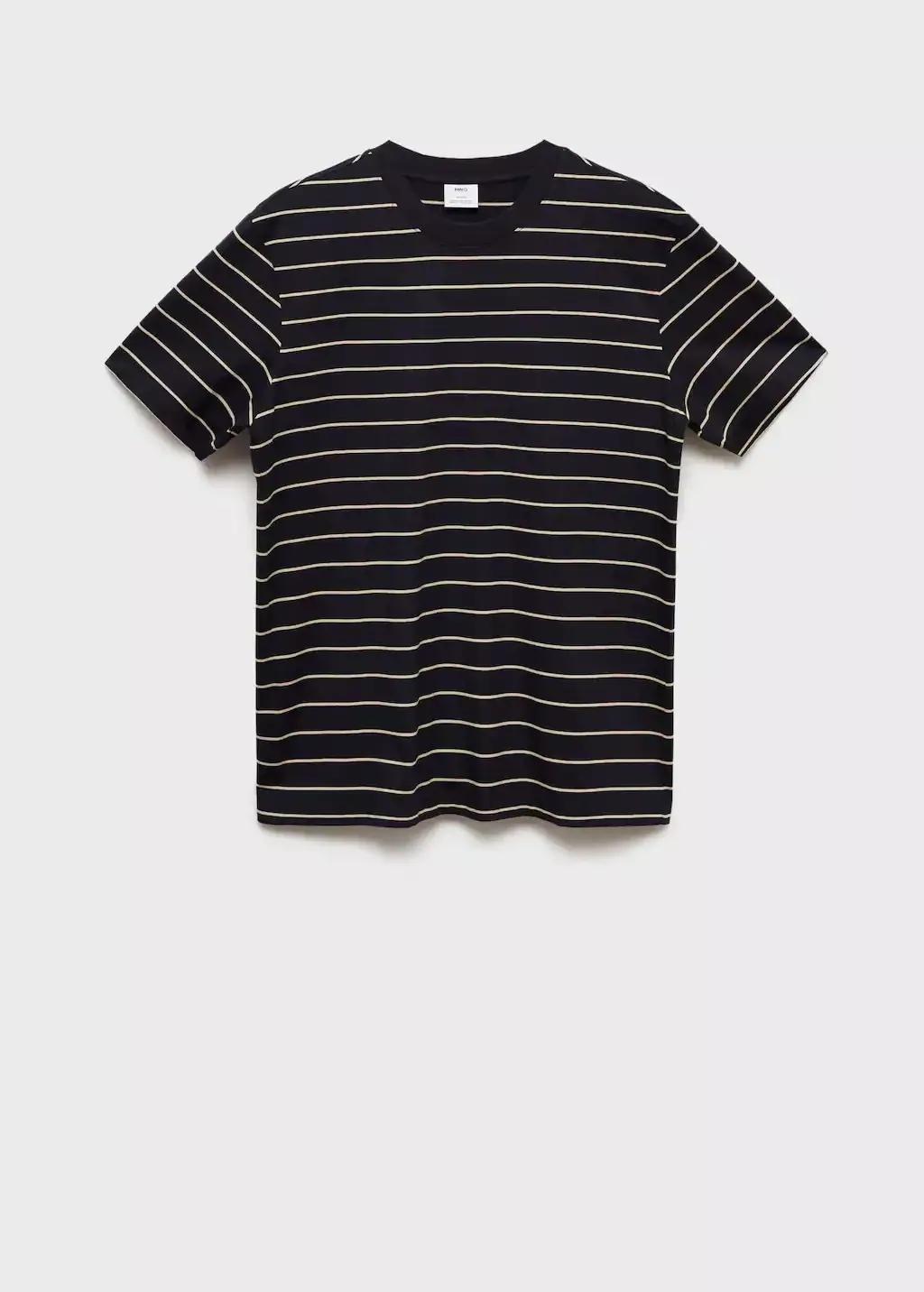 Navy 100% Cotton Striped T-Shirt, , large image number 4