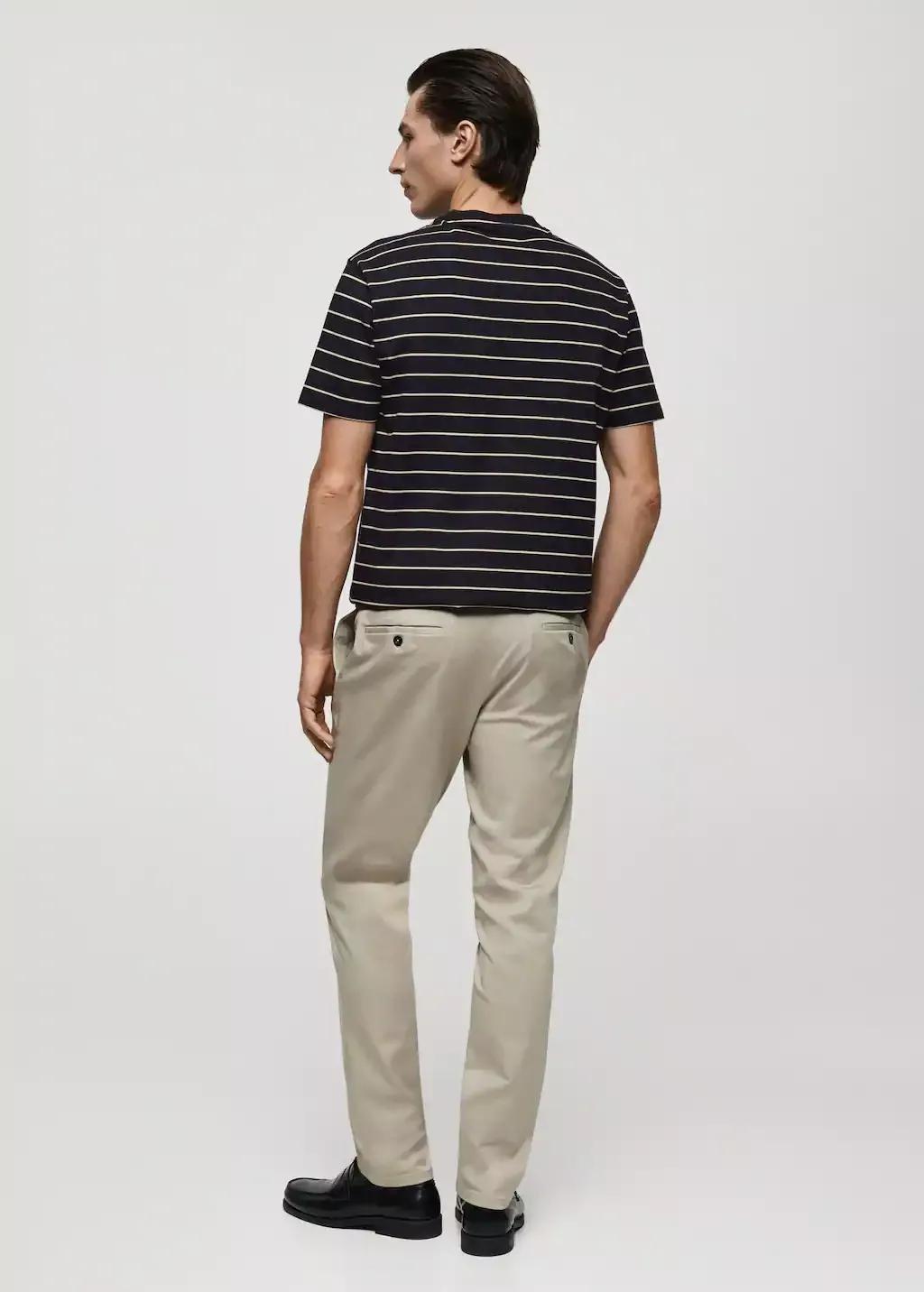 Navy 100% Cotton Striped T-Shirt, , large image number 6
